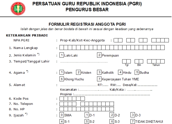 Pendaftaran PGRI Sukamara - Persatuan Guru Republik Indonesia Cabang Sukamara